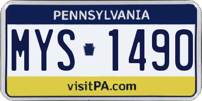 PA license plate MYS1490