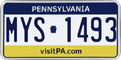 PA license plate MYS1493