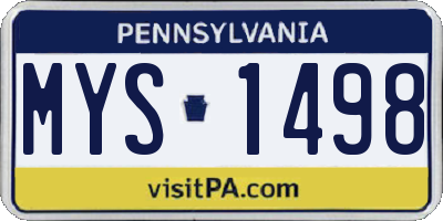 PA license plate MYS1498