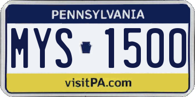 PA license plate MYS1500