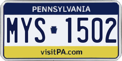 PA license plate MYS1502