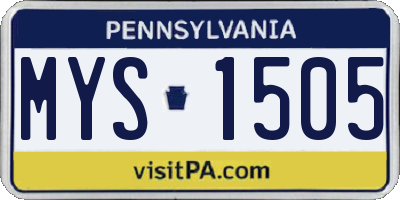 PA license plate MYS1505