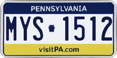 PA license plate MYS1512