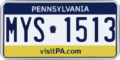 PA license plate MYS1513