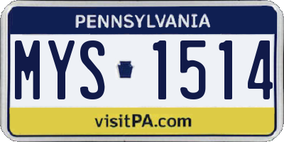 PA license plate MYS1514