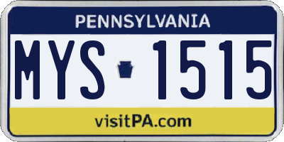 PA license plate MYS1515