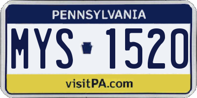 PA license plate MYS1520