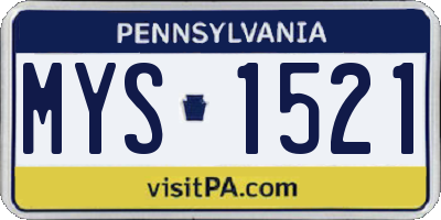 PA license plate MYS1521