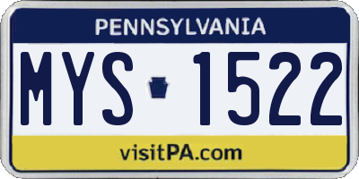 PA license plate MYS1522