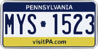 PA license plate MYS1523