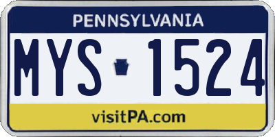 PA license plate MYS1524
