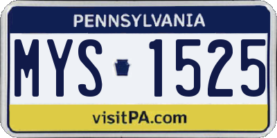 PA license plate MYS1525