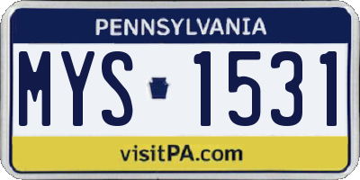 PA license plate MYS1531