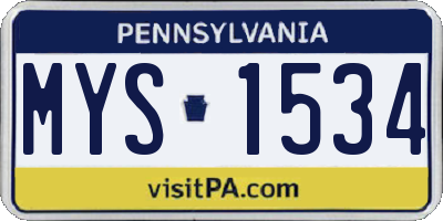 PA license plate MYS1534