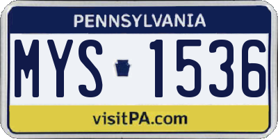 PA license plate MYS1536
