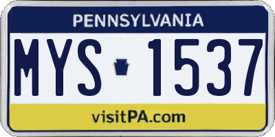 PA license plate MYS1537