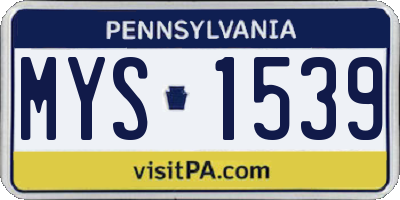 PA license plate MYS1539