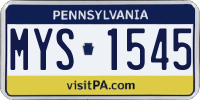 PA license plate MYS1545