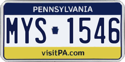 PA license plate MYS1546