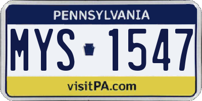 PA license plate MYS1547