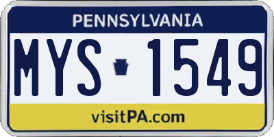 PA license plate MYS1549
