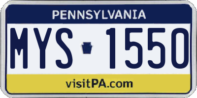 PA license plate MYS1550