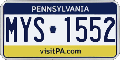 PA license plate MYS1552