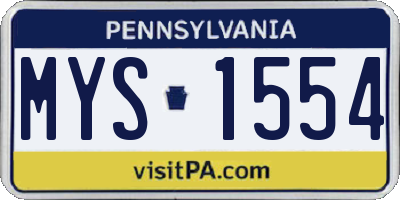 PA license plate MYS1554