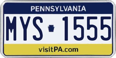 PA license plate MYS1555