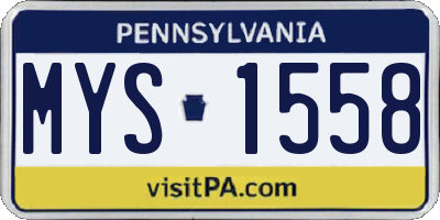 PA license plate MYS1558