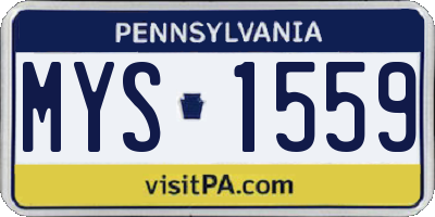 PA license plate MYS1559