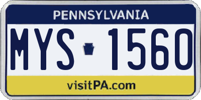 PA license plate MYS1560