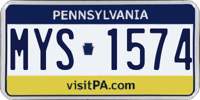 PA license plate MYS1574