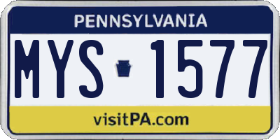PA license plate MYS1577