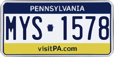 PA license plate MYS1578