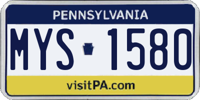 PA license plate MYS1580