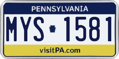 PA license plate MYS1581
