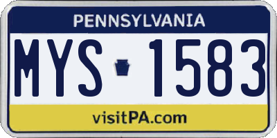 PA license plate MYS1583