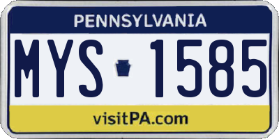 PA license plate MYS1585