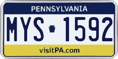PA license plate MYS1592