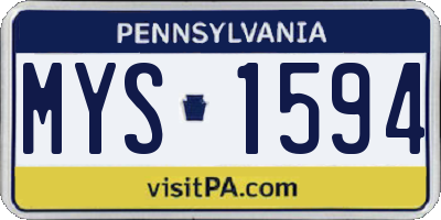 PA license plate MYS1594