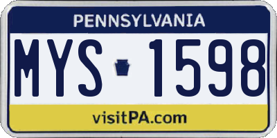 PA license plate MYS1598