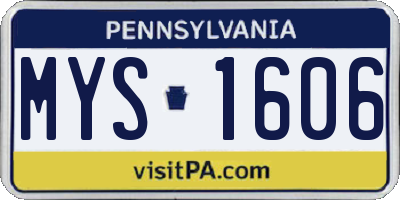 PA license plate MYS1606