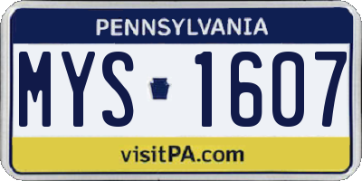 PA license plate MYS1607