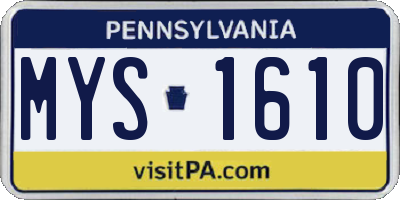 PA license plate MYS1610