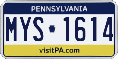PA license plate MYS1614
