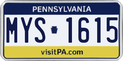 PA license plate MYS1615