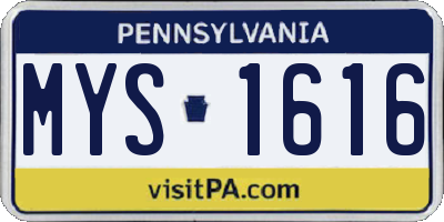 PA license plate MYS1616