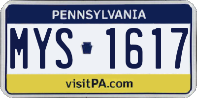 PA license plate MYS1617
