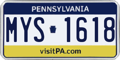 PA license plate MYS1618